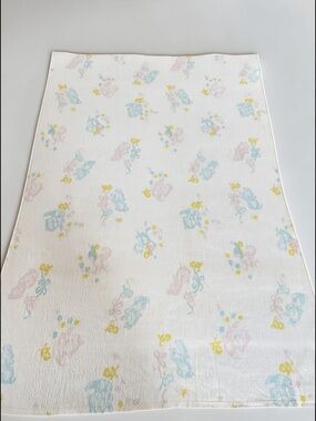 Vintage Baby Receiving Blanket Pastel Carousel Print Nursery Keepsake